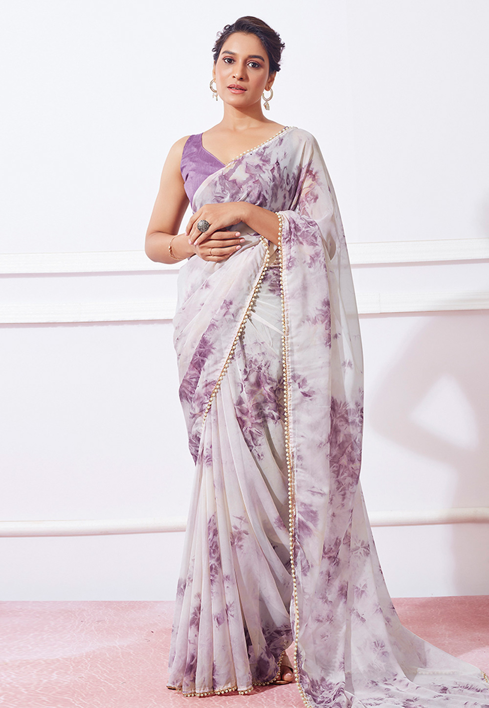 Off White Organza Saree With Blouse 280175