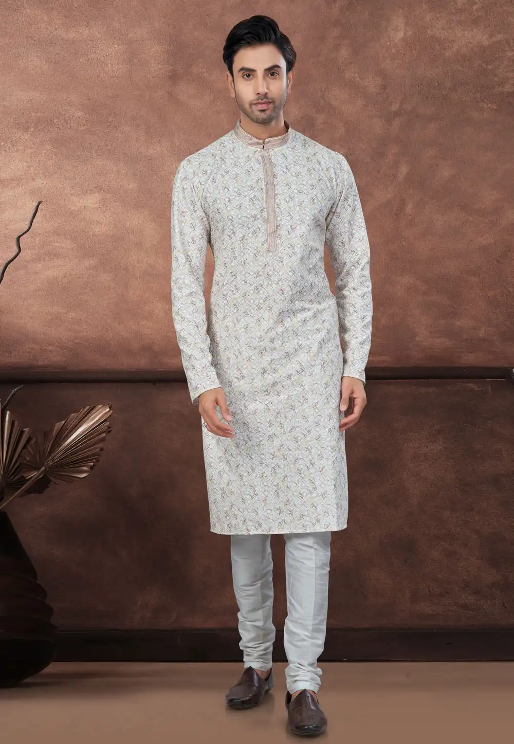 Off White Rayon Kurta Pajama 294624