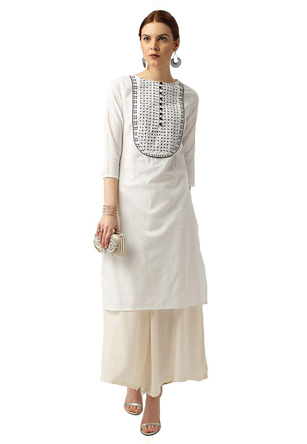 Off White Rayon Kurta Set With Palazzo 286646