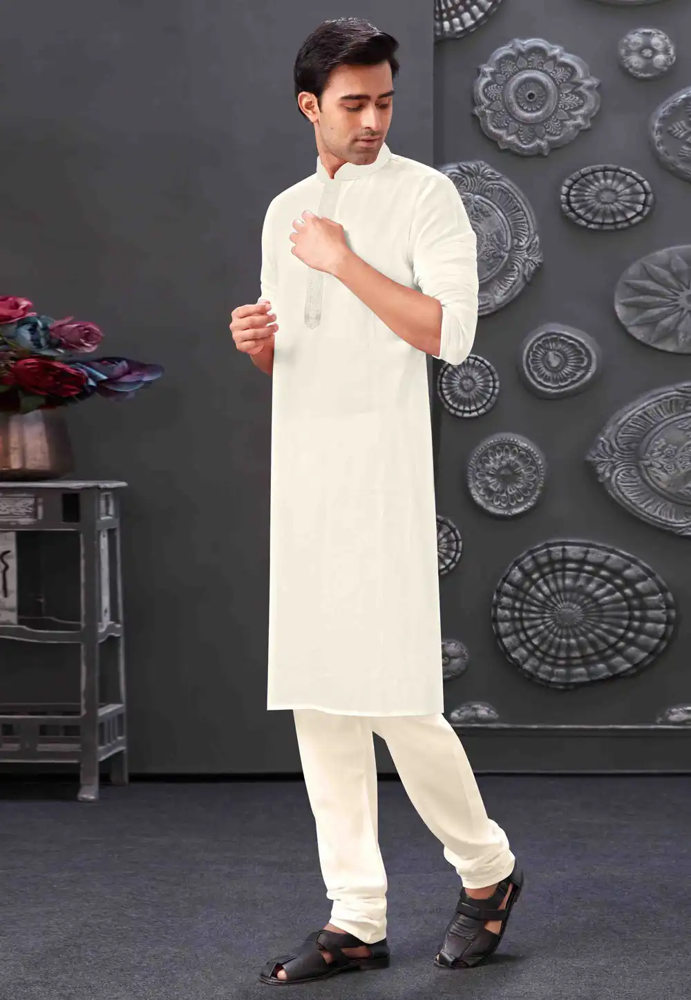 Off White Silk Kurta Pajama 288846