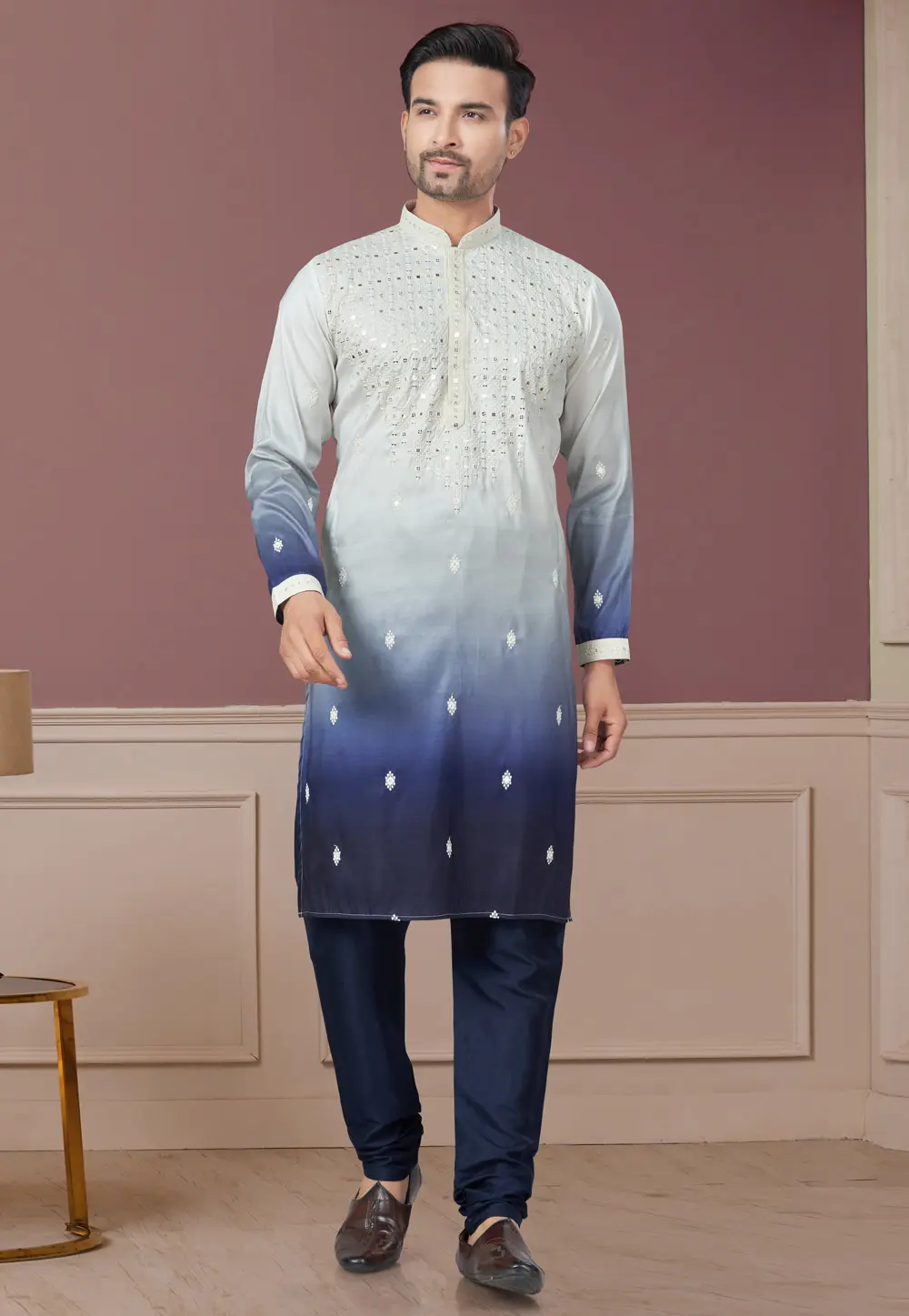 Off White Silk Kurta Pajama 300302