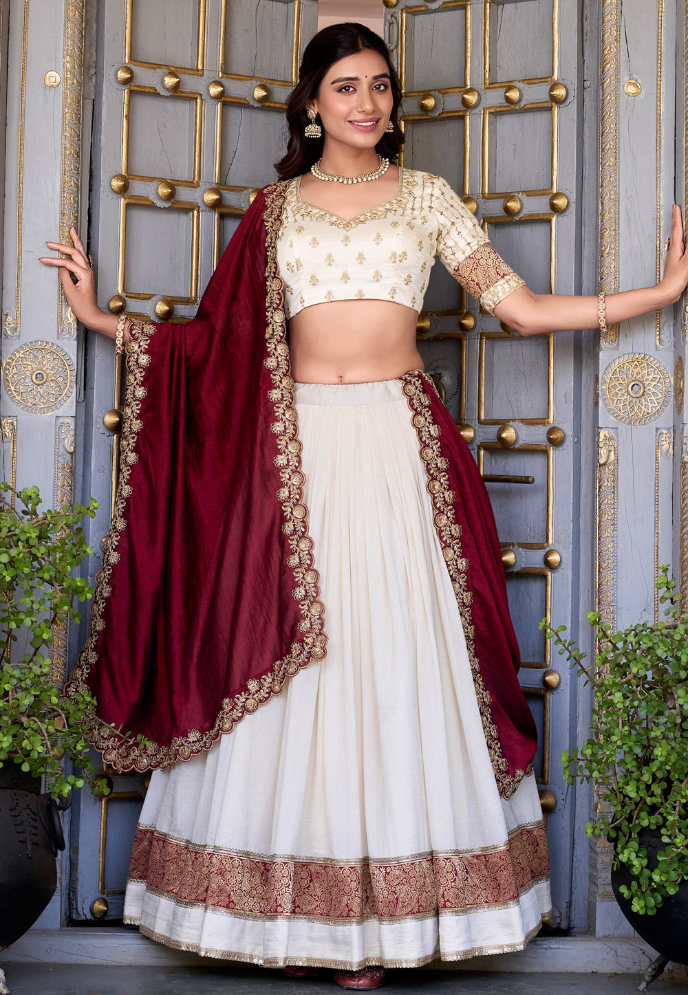 Off White Silk Lehenga Choli 311085