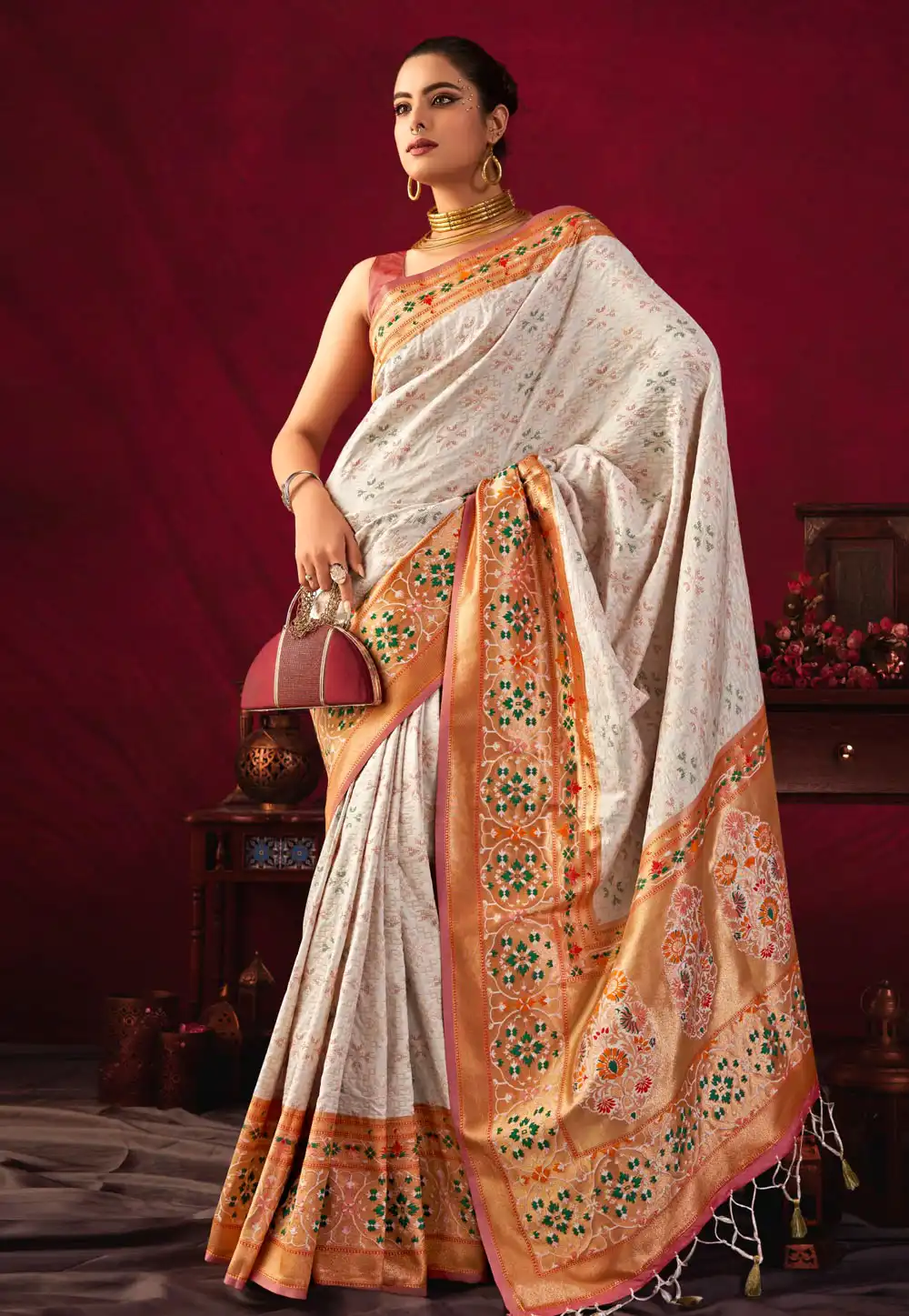 Off White Silk Paithani Saree 290149