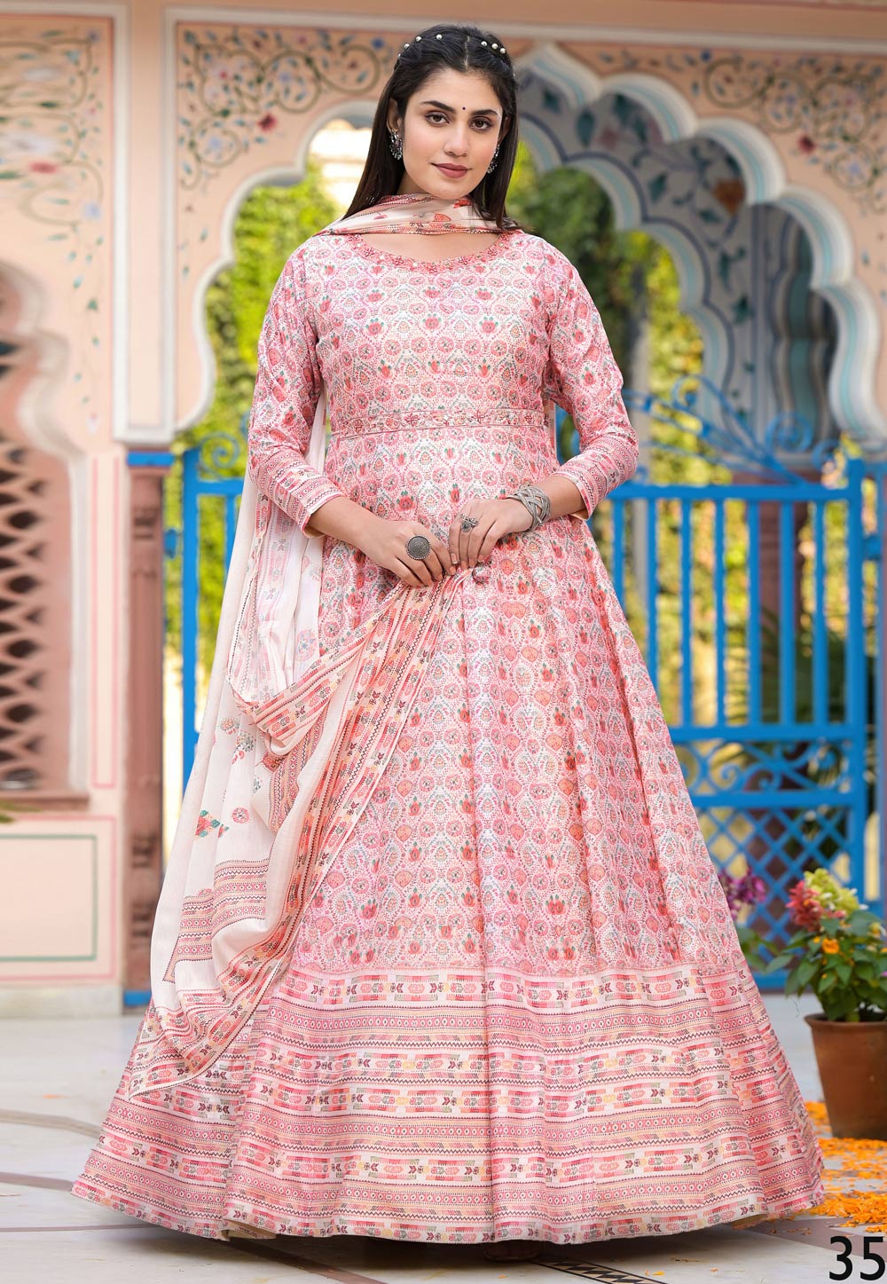 Off White Silk Readymade Anarkali Suit 282079
