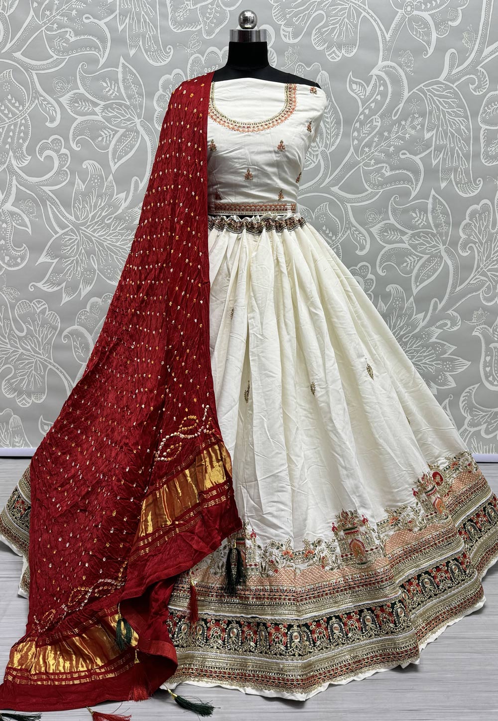 Off White Silk Wedding Lehenga Choli 283624