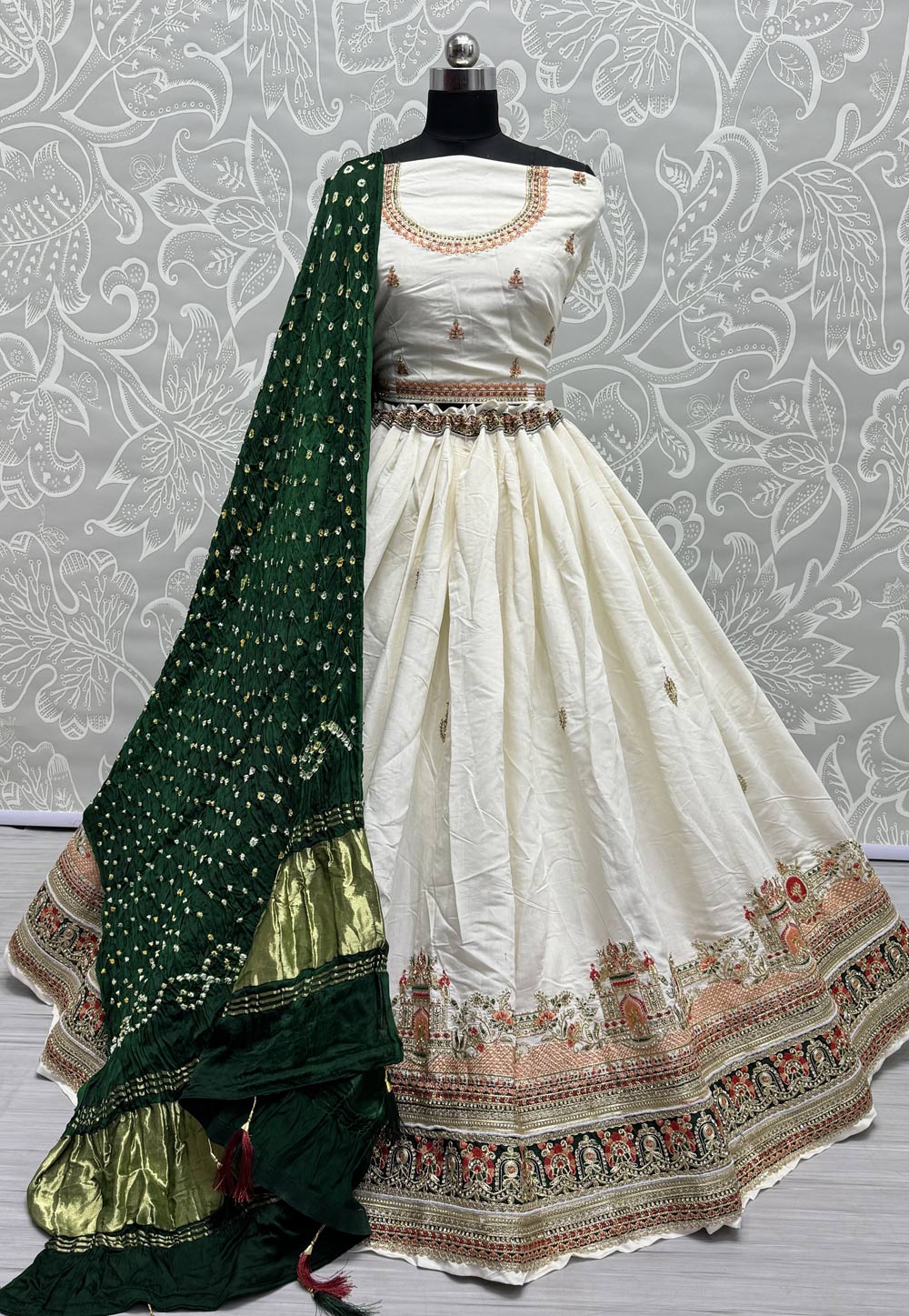 Off White Silk Wedding Lehenga Choli 283625