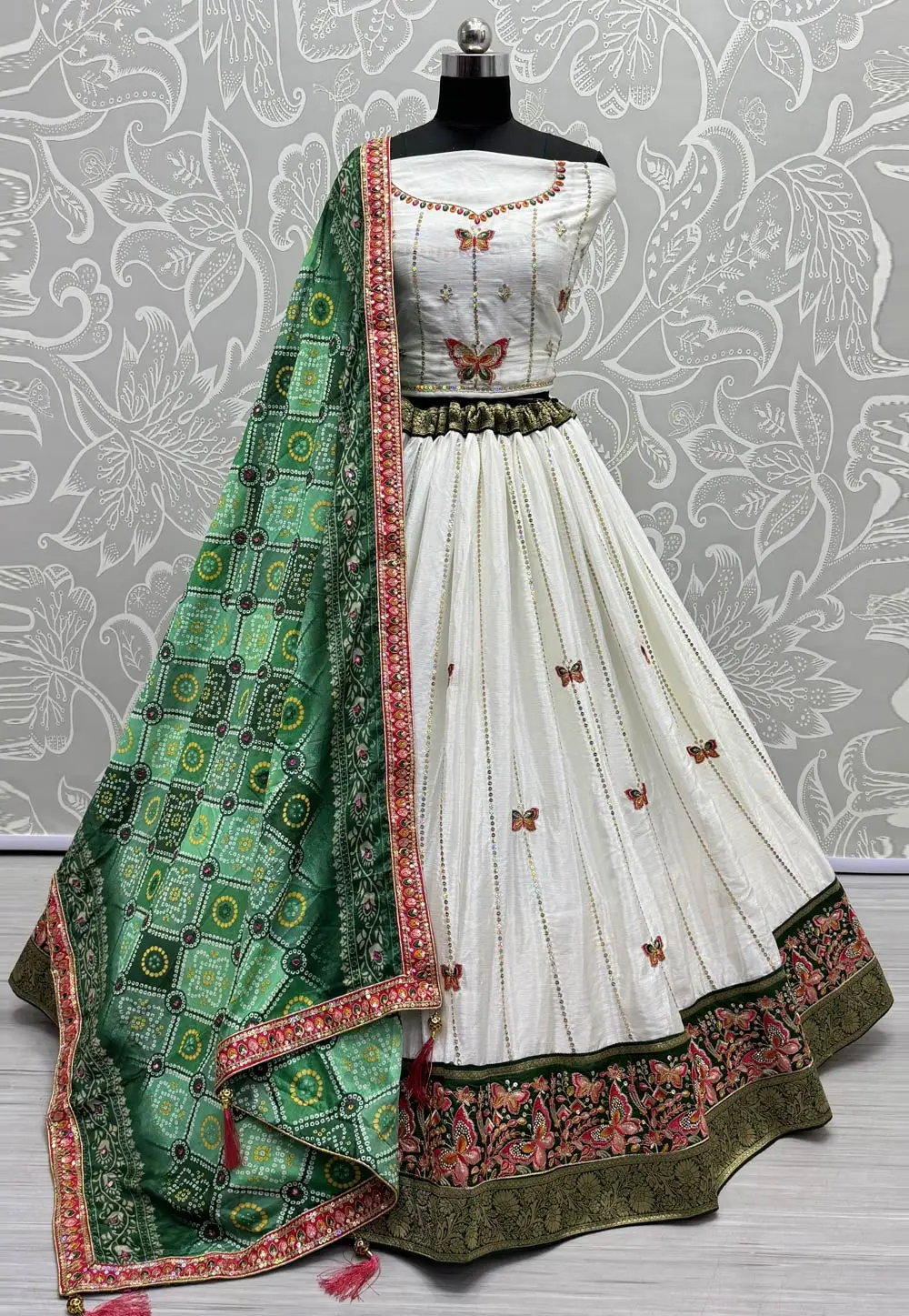 Off White Silk Wedding Lehenga Choli 296990