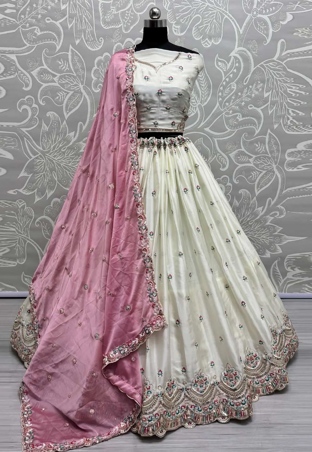 Off White Silk Wedding Lehenga Choli 298505