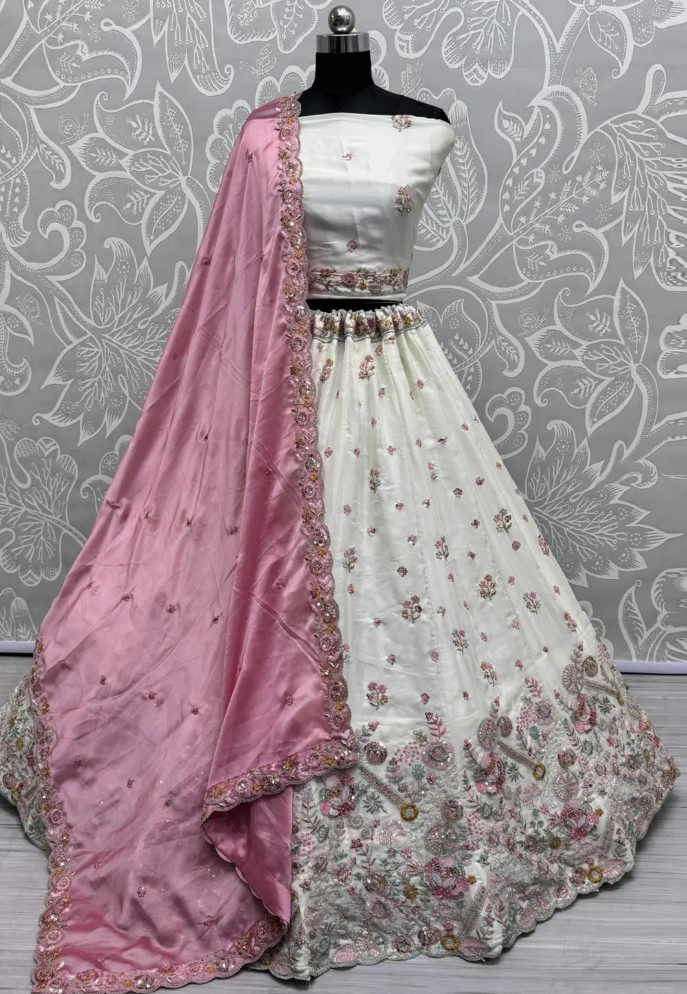 Off White Silk Wedding Lehenga Choli 298904