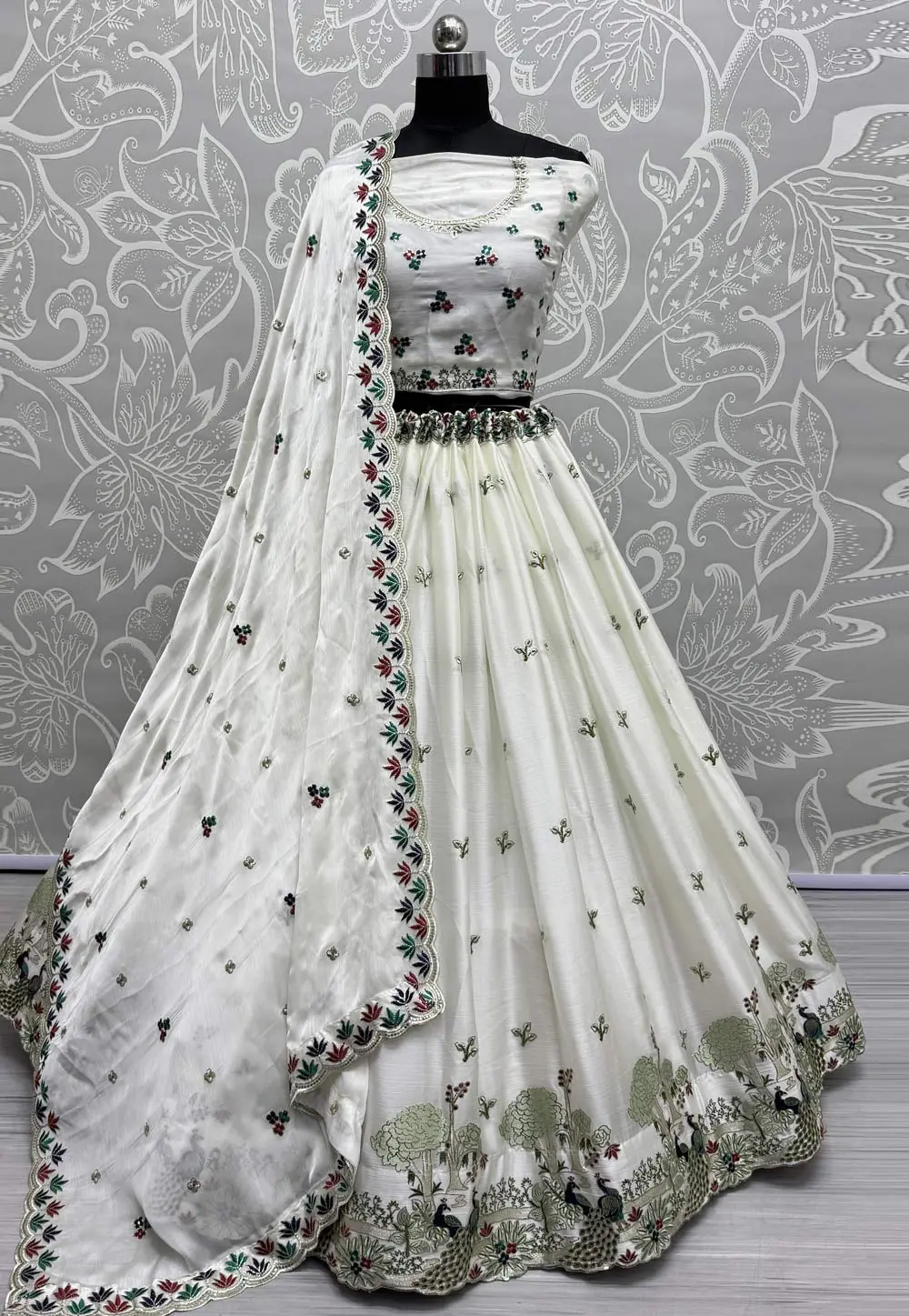 Off White Silk Wedding Lehenga Choli 299741