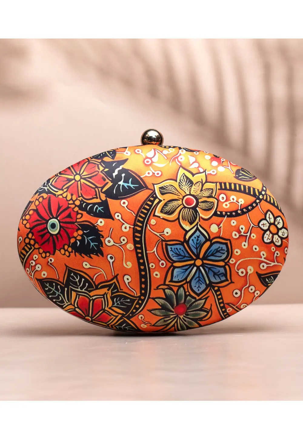 Orange Art Silk Clutch 297374