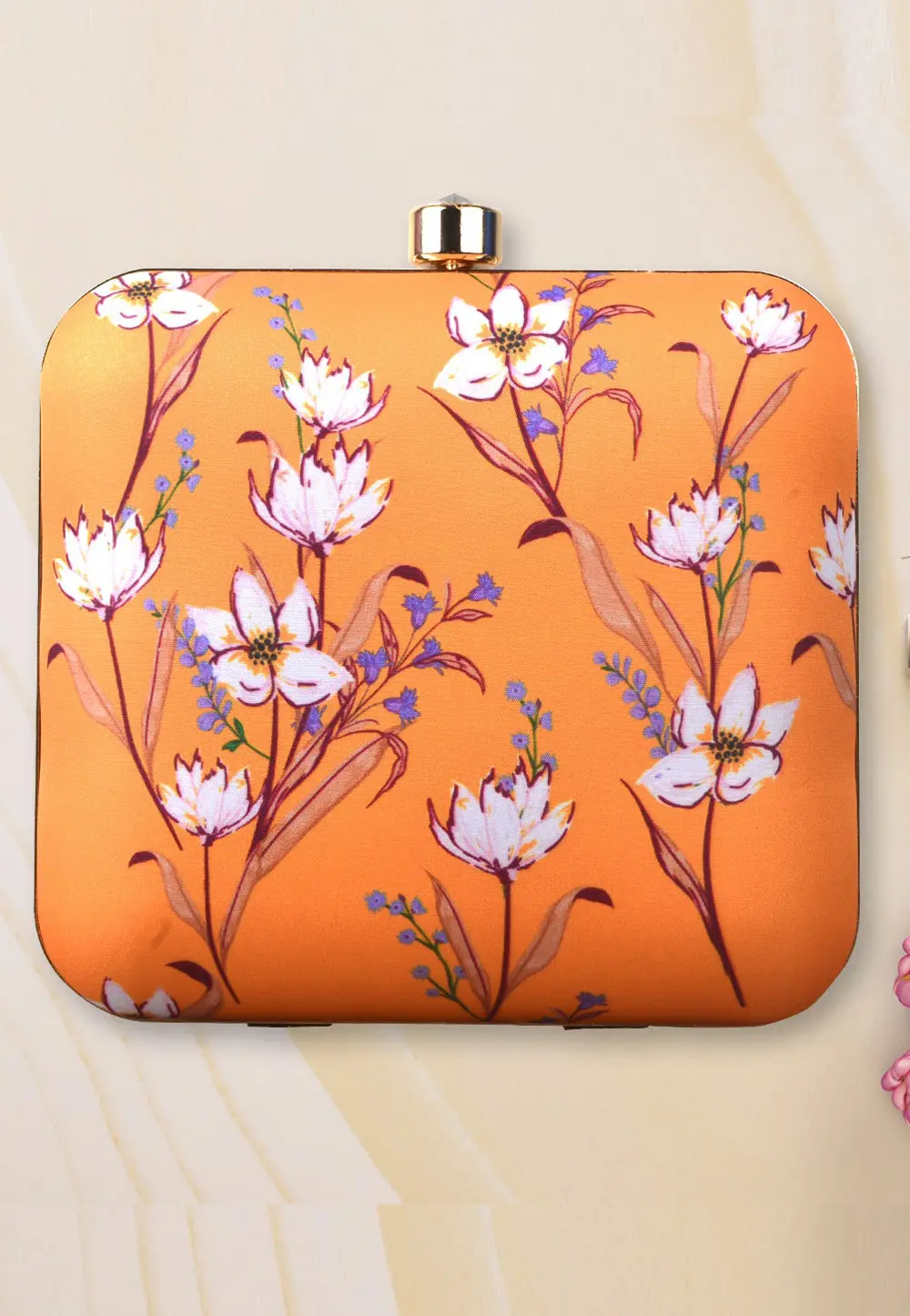 Orange Art Silk Clutch 297886