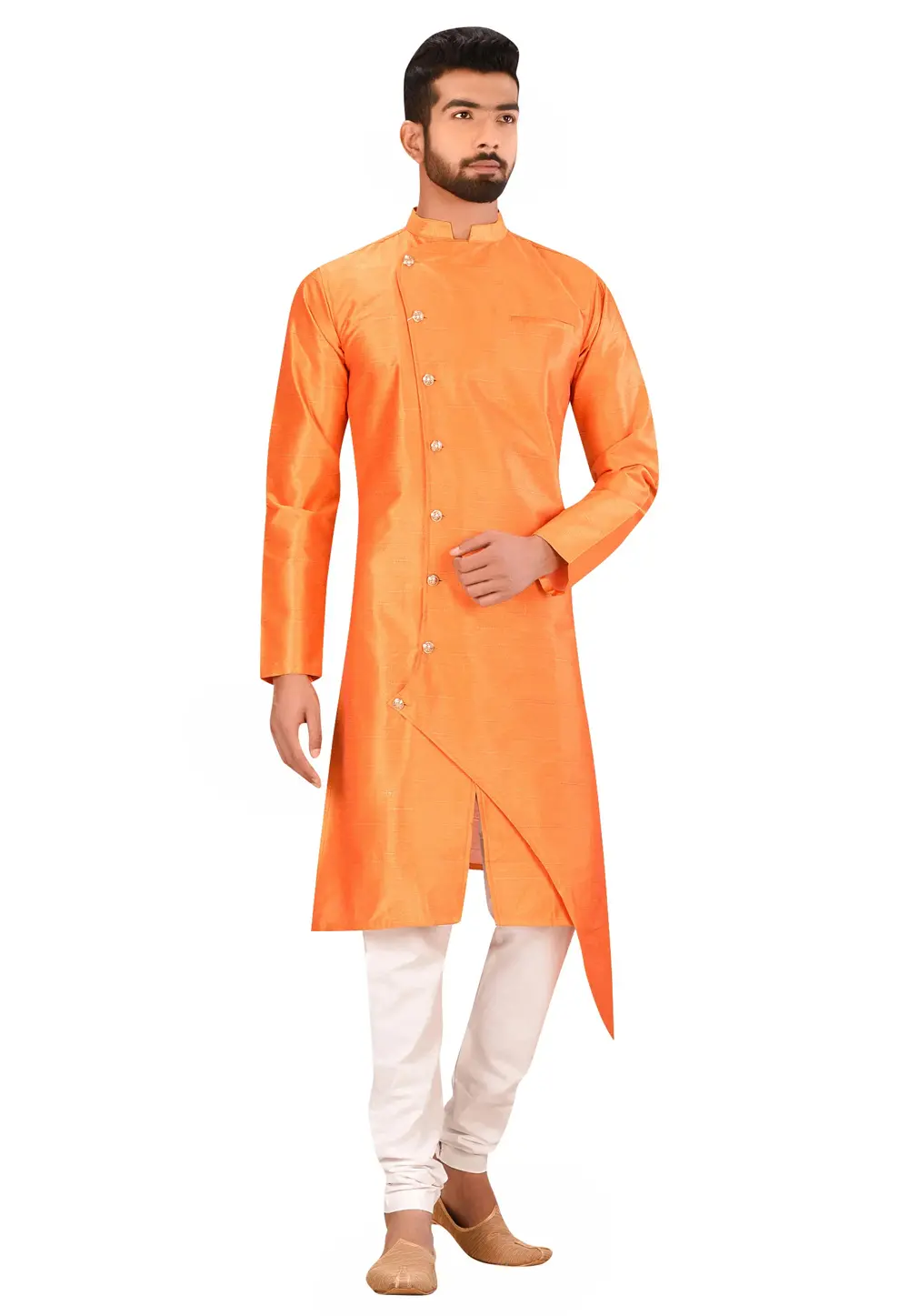 Orange Art Silk Indo Western Suit 300780