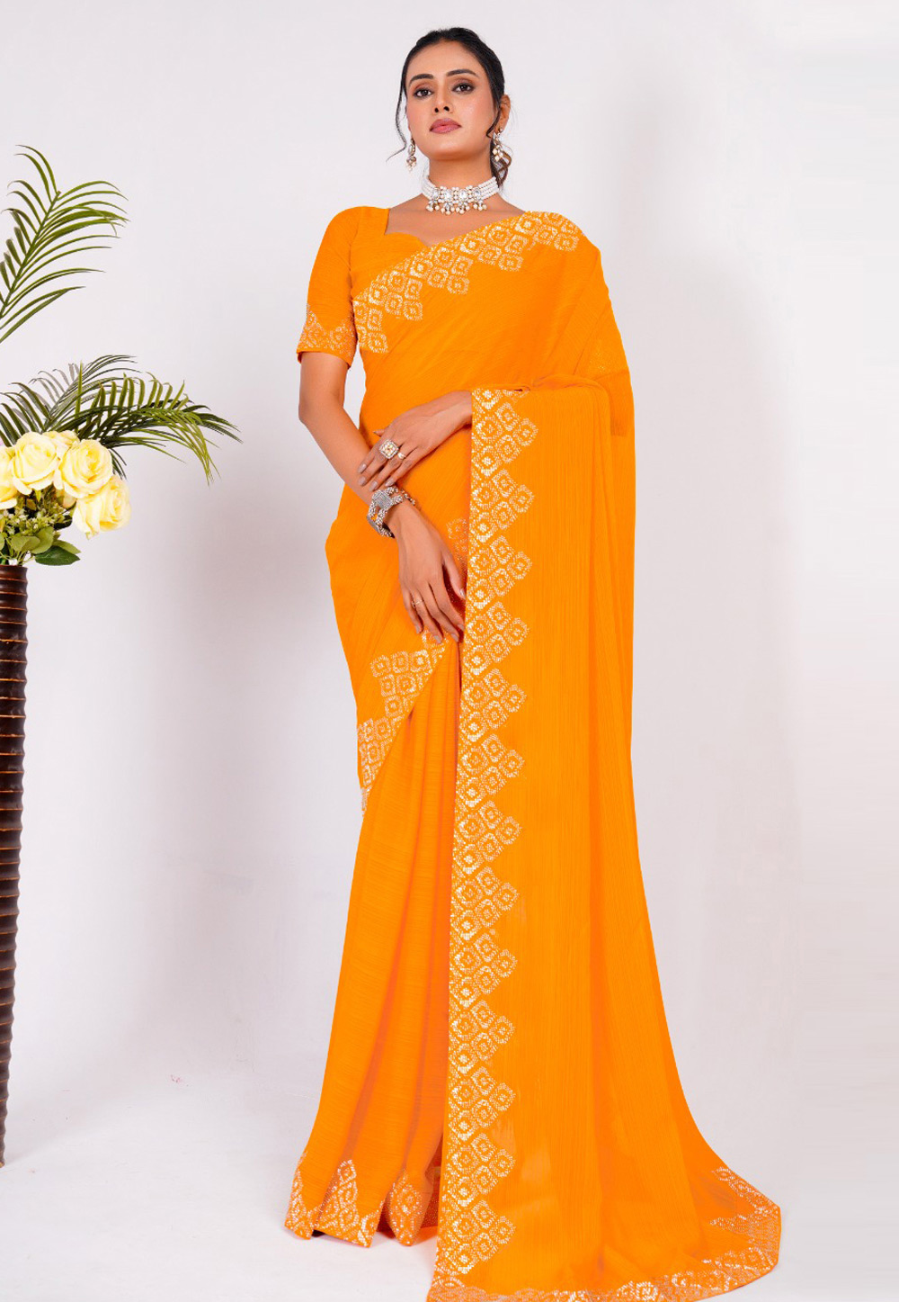 Orange Art Silk Saree With Blouse 285488