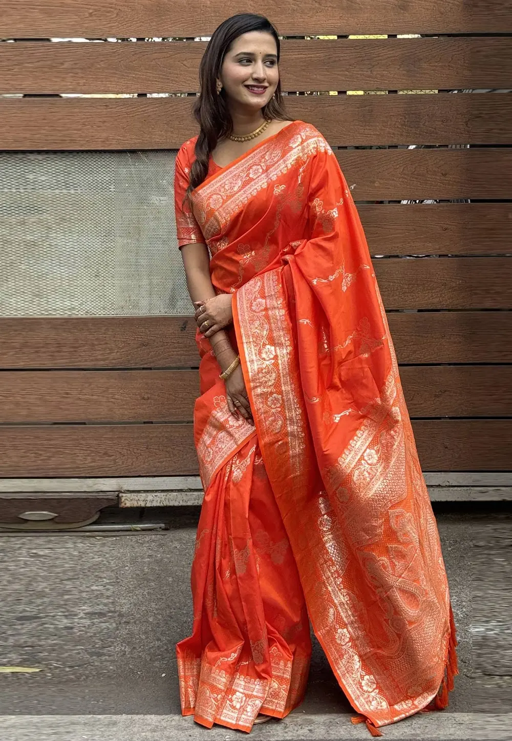 Orange Banarasi Silk Saree 301020