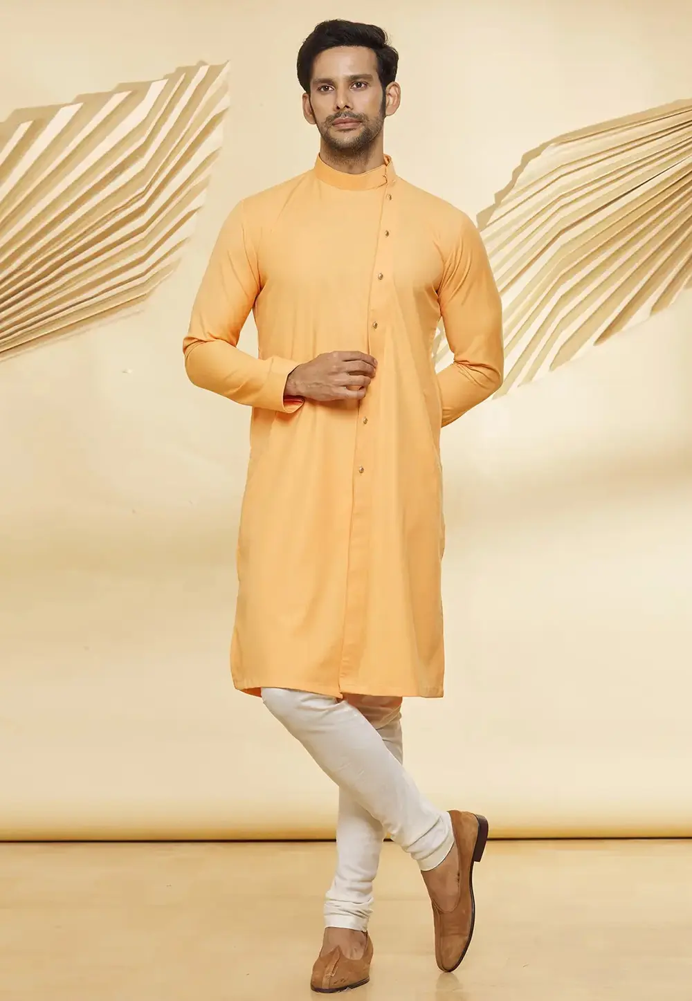 Orange Cotton Indo Western Suit 300674