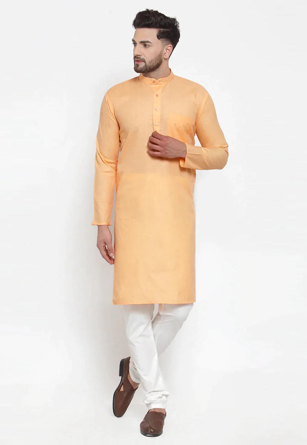Orange Cotton Kurta Pajama 281596