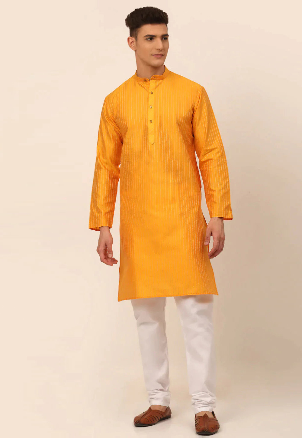 Orange Cotton Kurta Pajama 281656