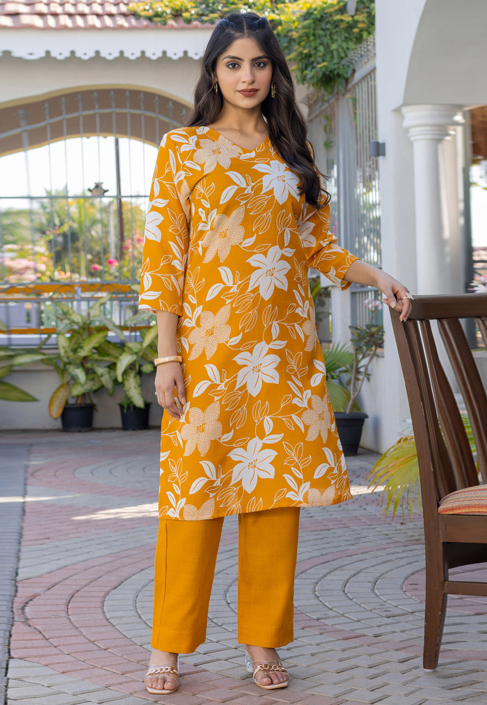 Orange Cotton Kurta Set With Pant 310473