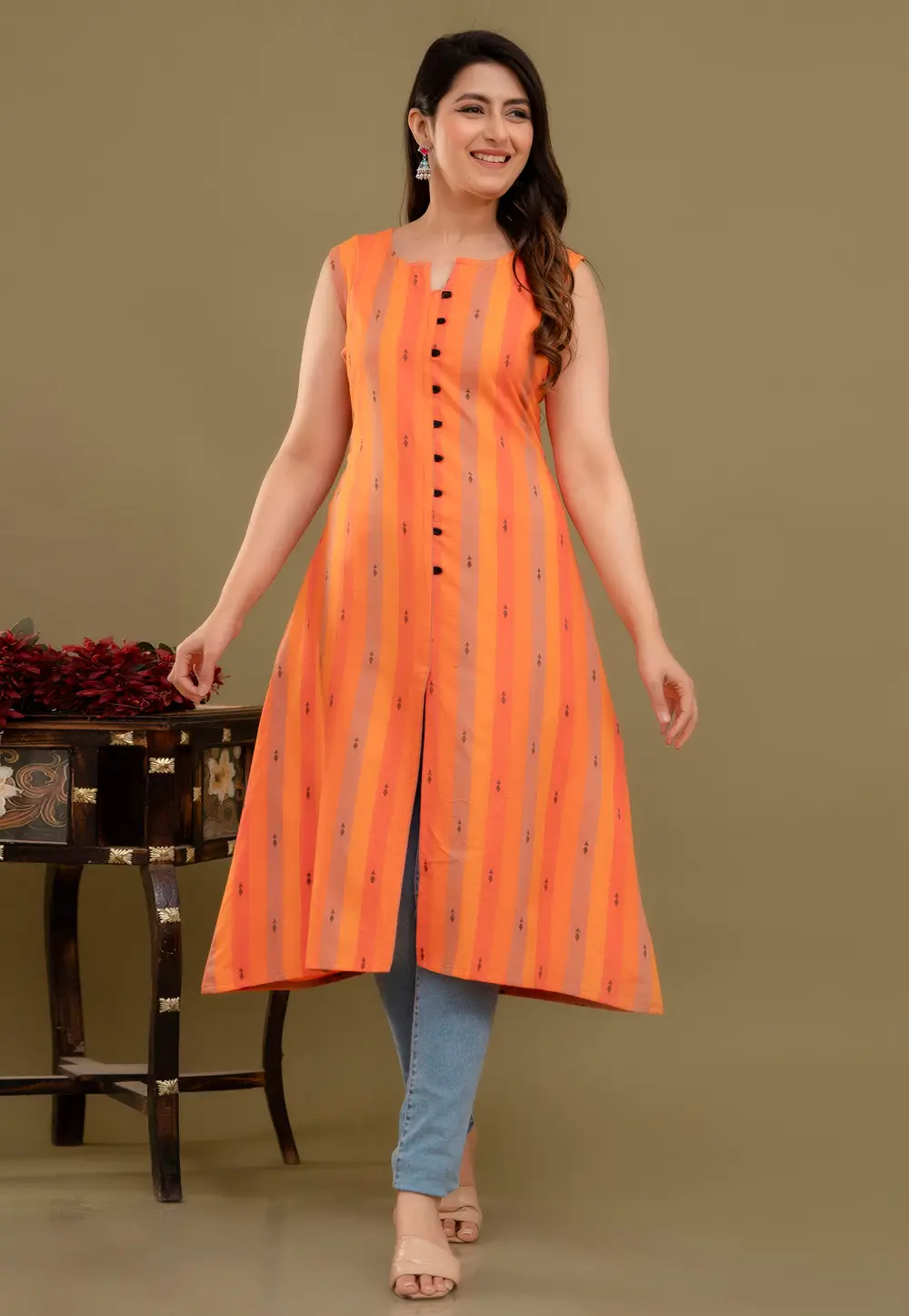 Orange Cotton Long Tunic 296721