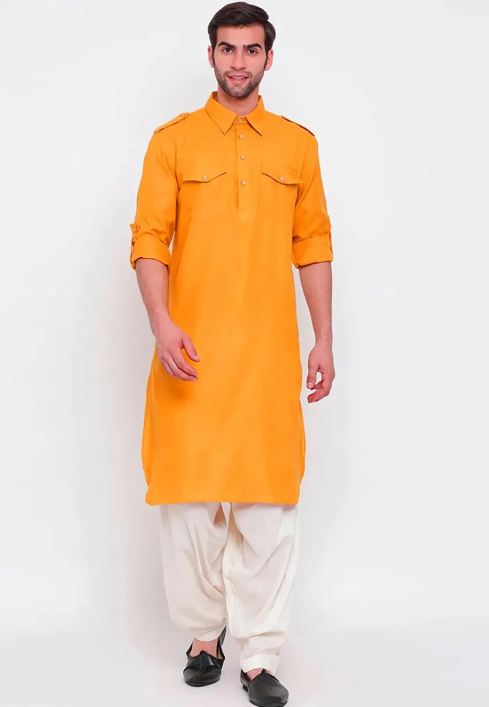 Orange Cotton Pathani Suit 300797