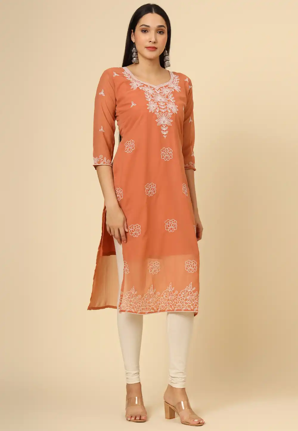 Orange Georgette Kurti 291543