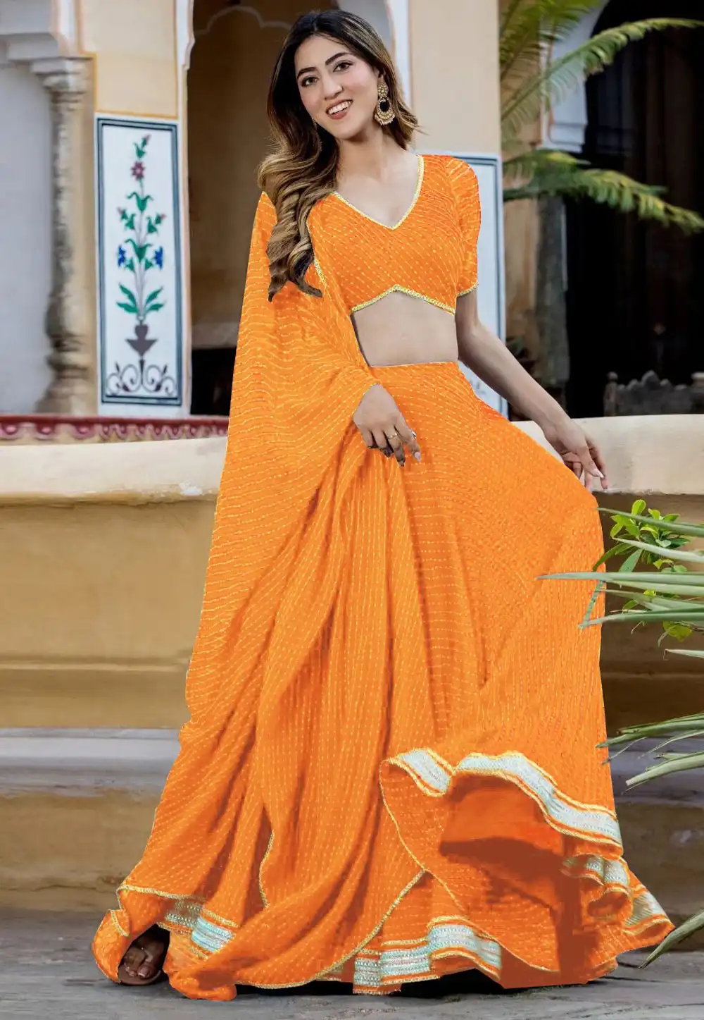 Orange Georgette Lehenga Choli 294204