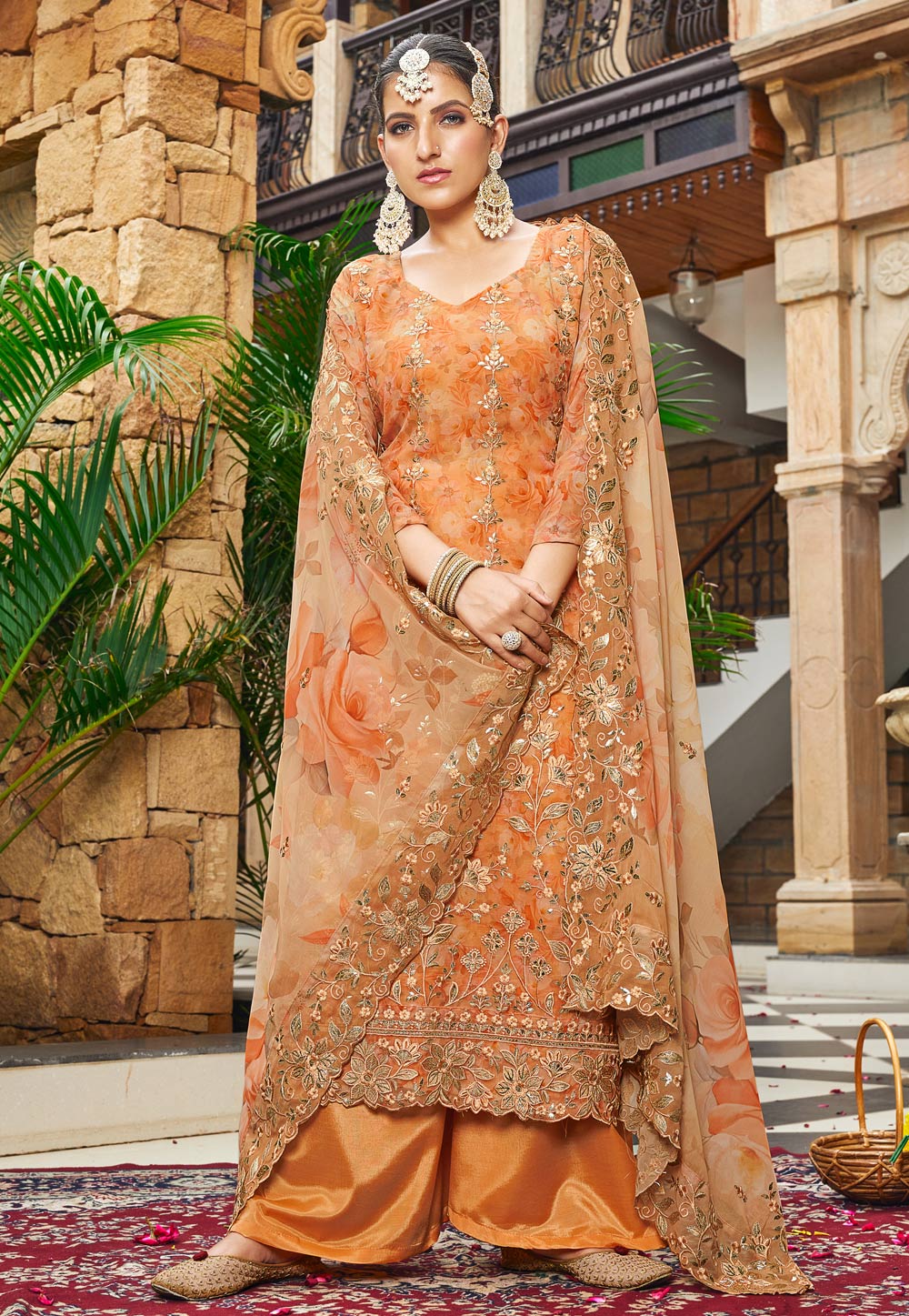 Orange Georgette Pakistani Suit 287849