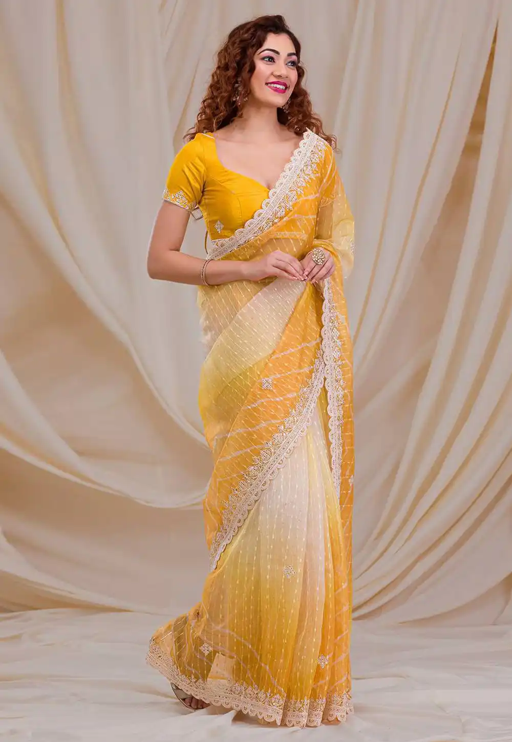 Orange Georgette Saree With Blouse 290184