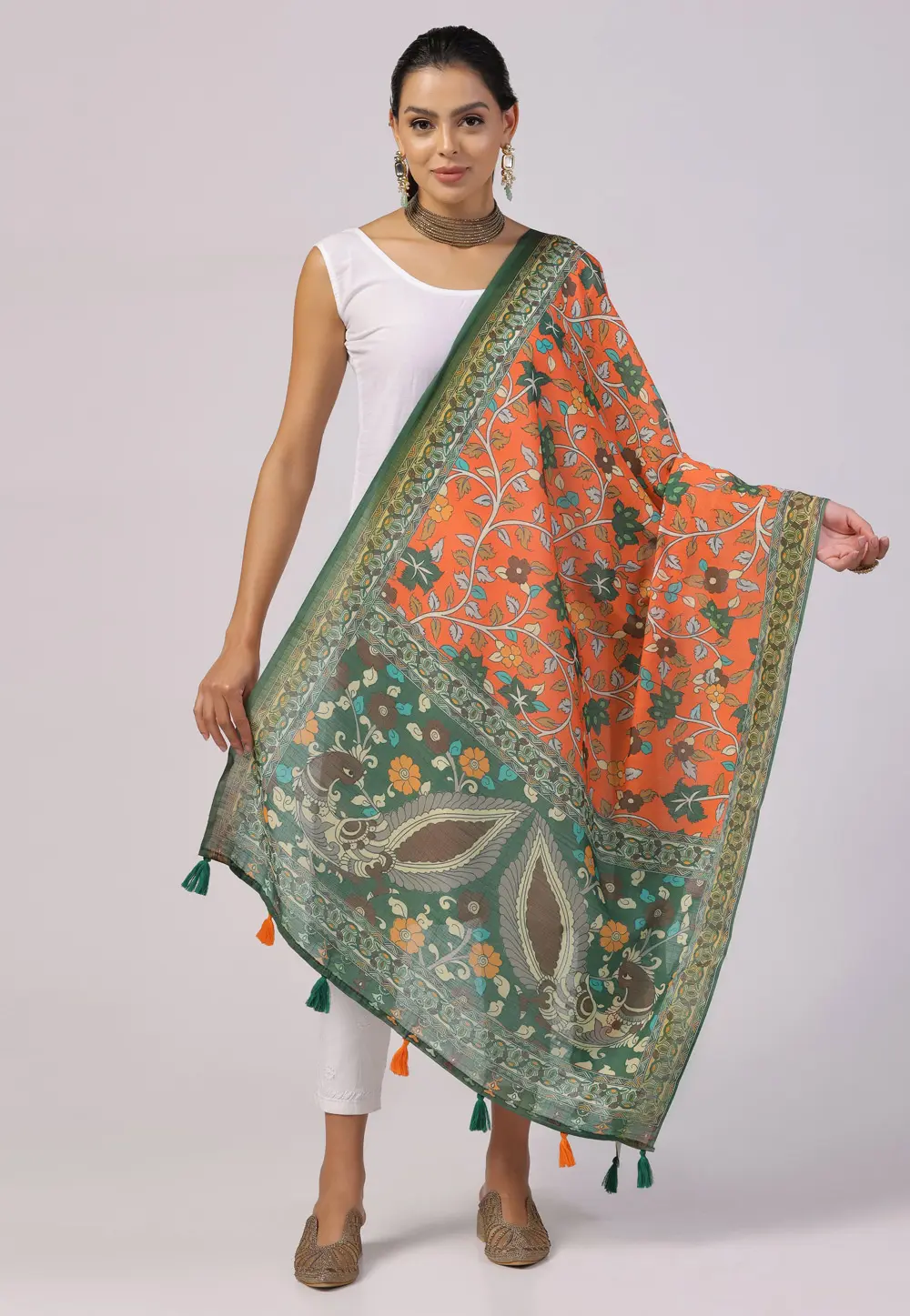 Orange Linen Dupatta 303719