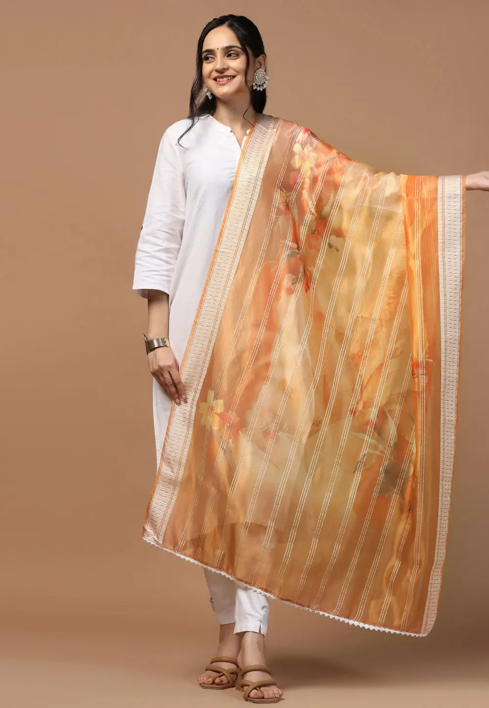 Orange Organza Dupatta 303713