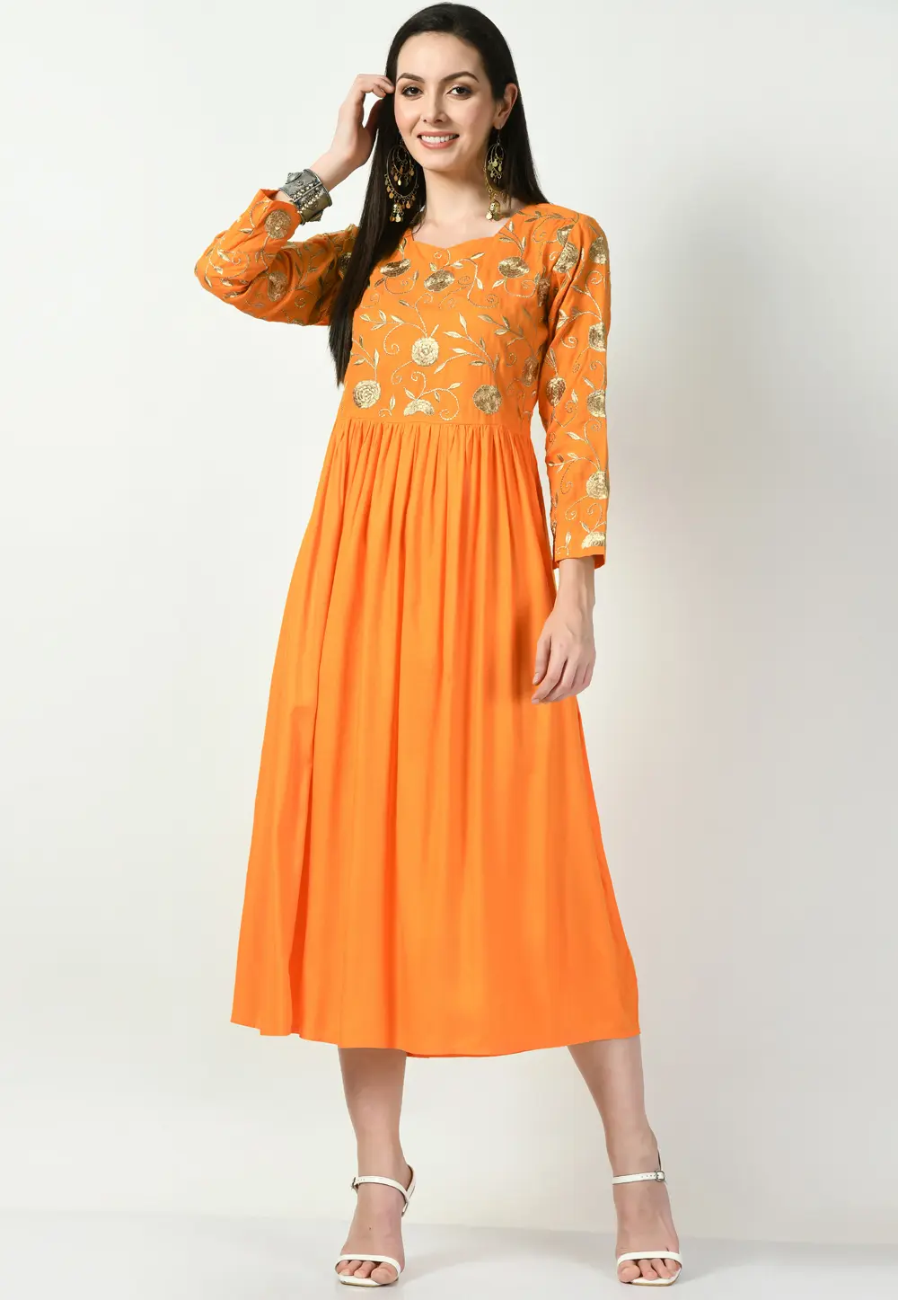 Orange Rayon Gown 299643