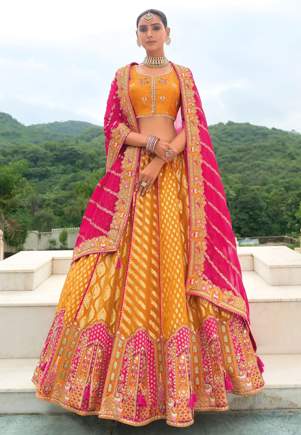 Orange Silk Lehenga Choli 301295