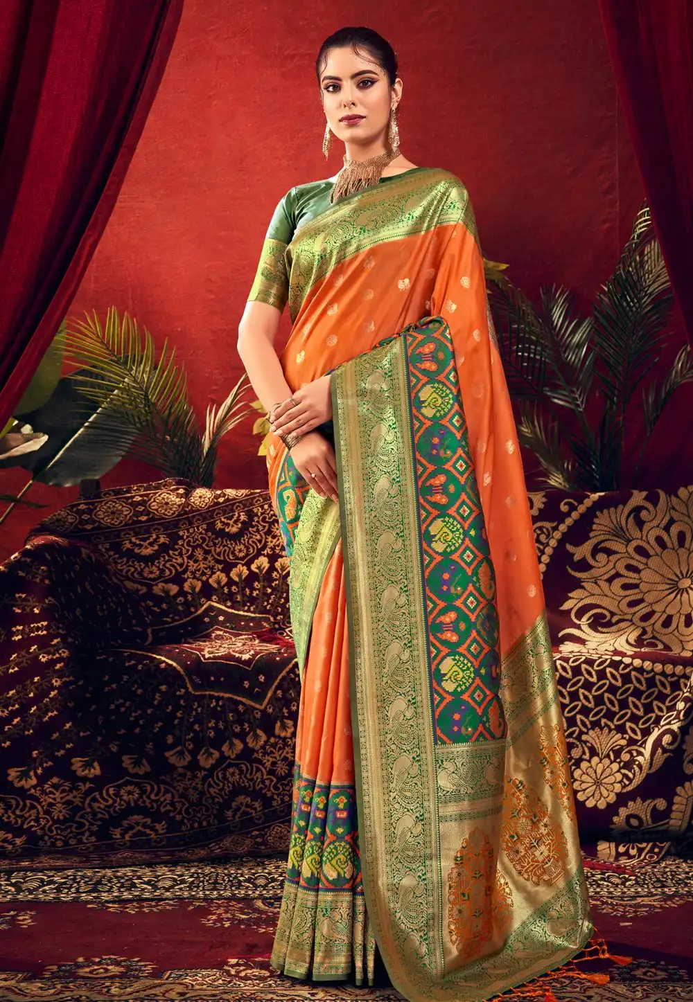 Orange Silk Paithani Saree 290160