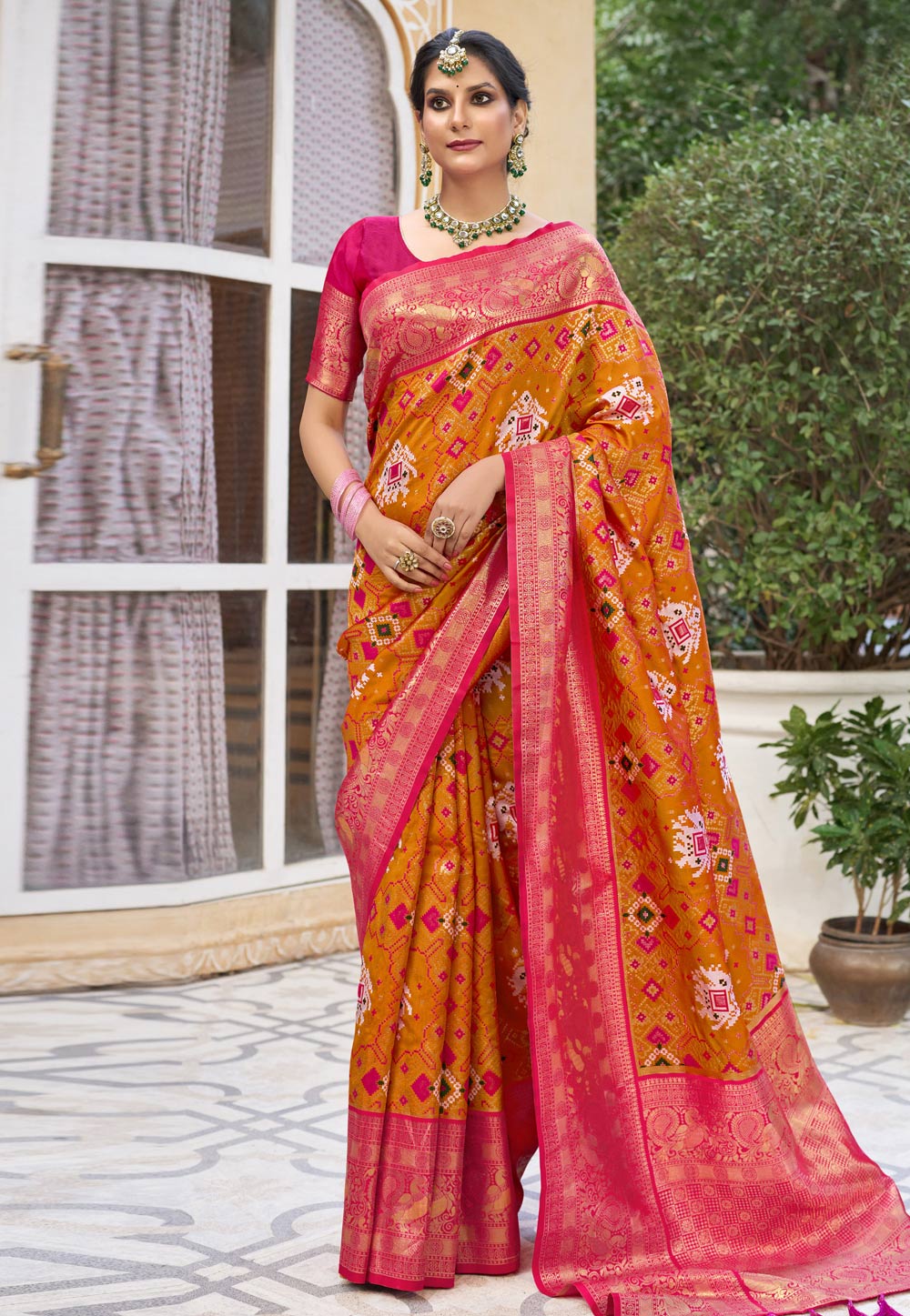 Orange Silk Patola Saree 287822