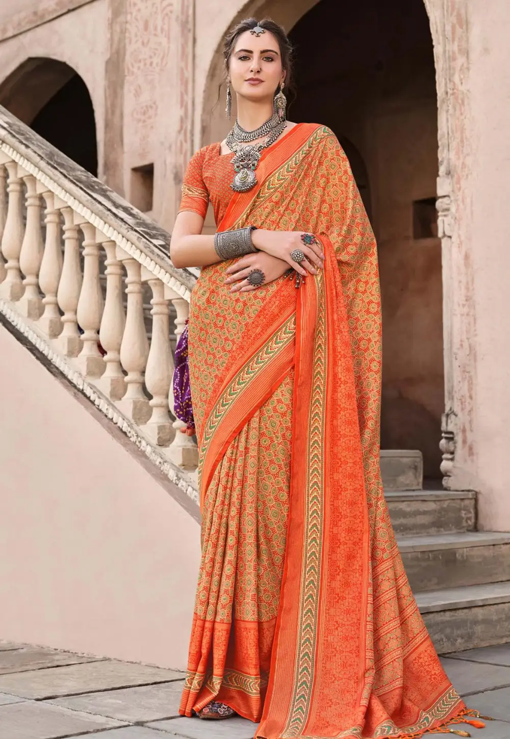 Orange Silk Saree With Blouse 295851