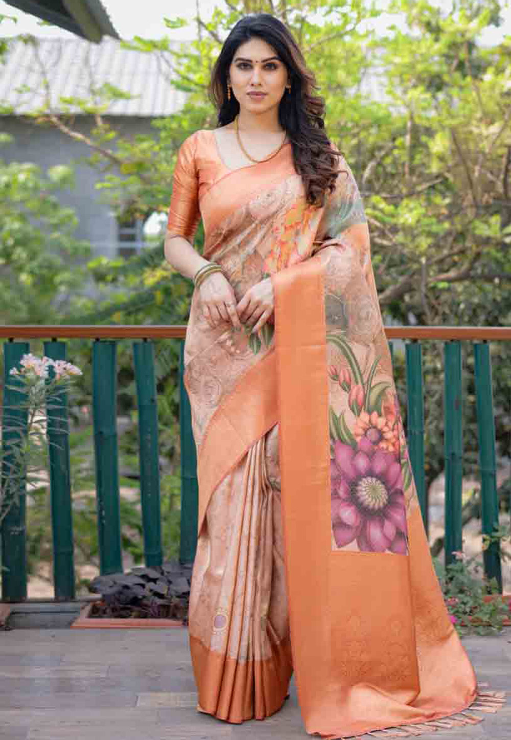 Orange Silk Saree With Blouse 280774