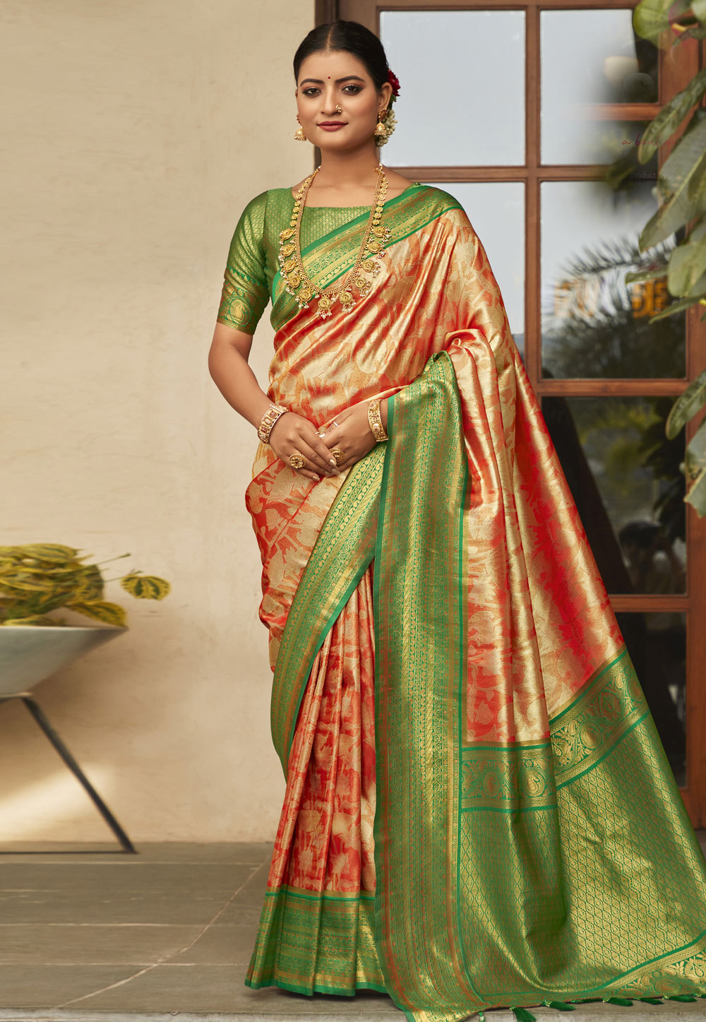 Orange Silk Saree With Blouse 286973