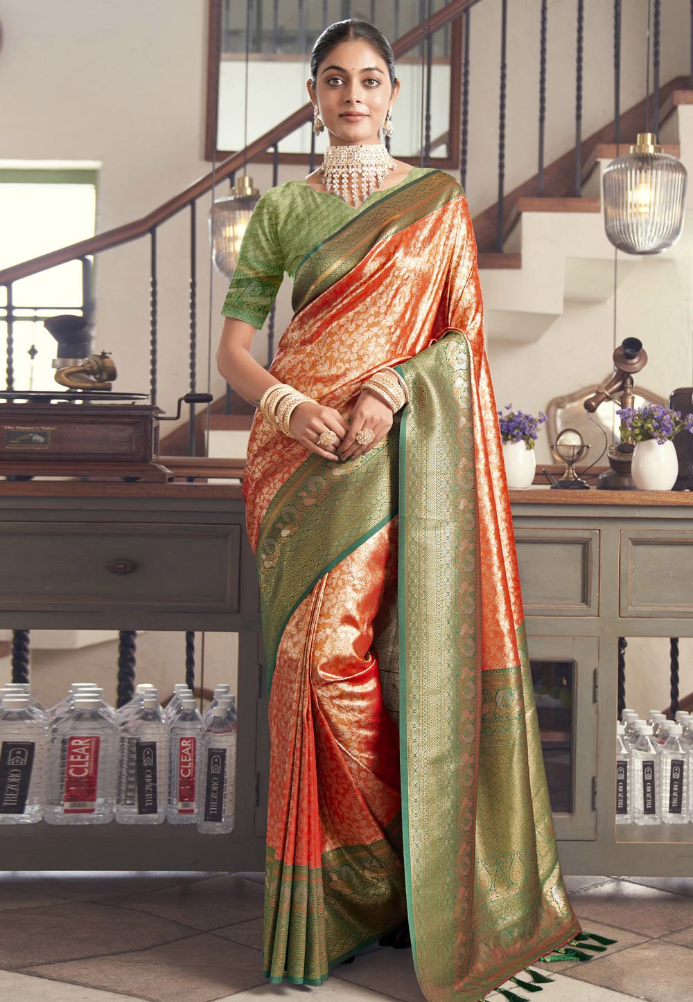 Orange Silk Saree With Blouse 286981