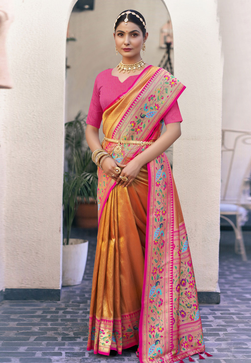 Orange Silk Saree With Blouse 287001