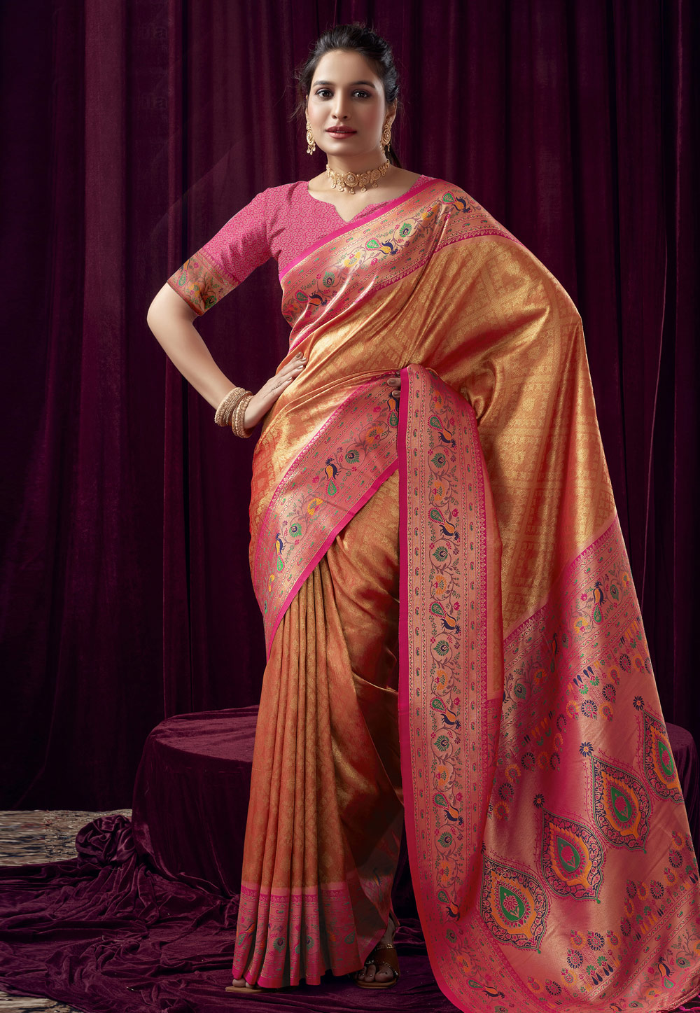 Orange Silk Saree With Blouse 287007