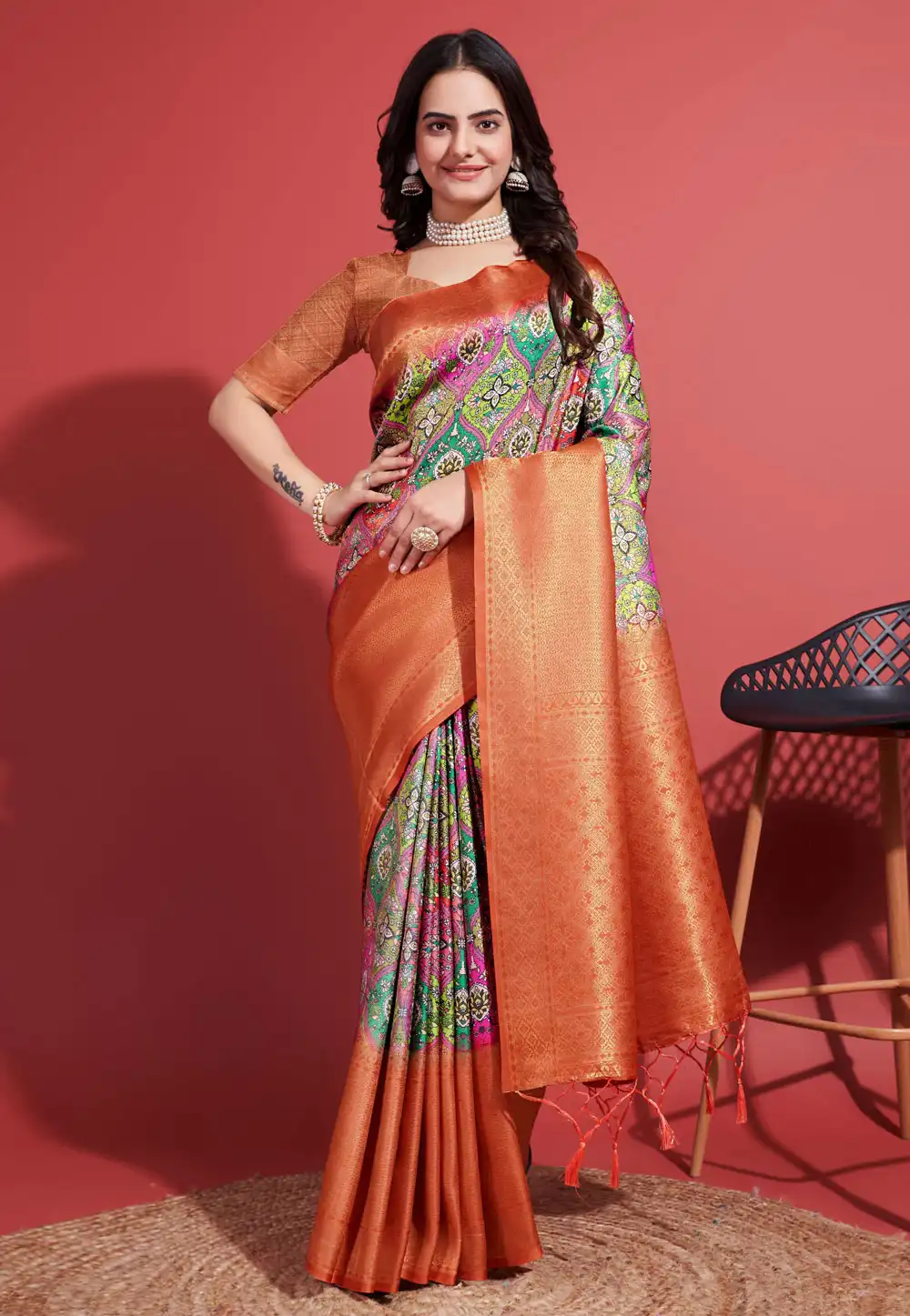 Orange Silk Saree With Blouse 289985