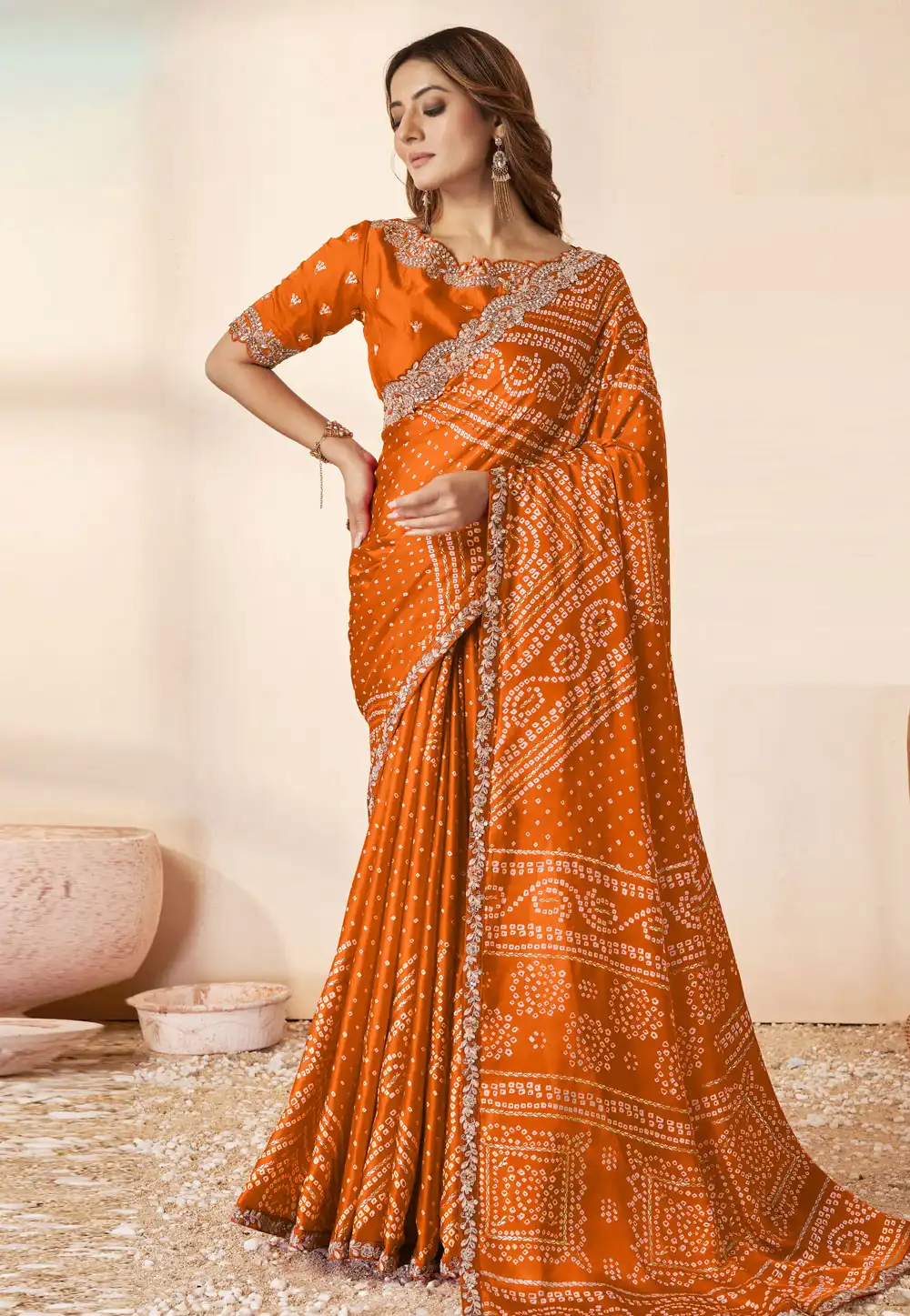 Orange Silk Saree With Blouse 290828