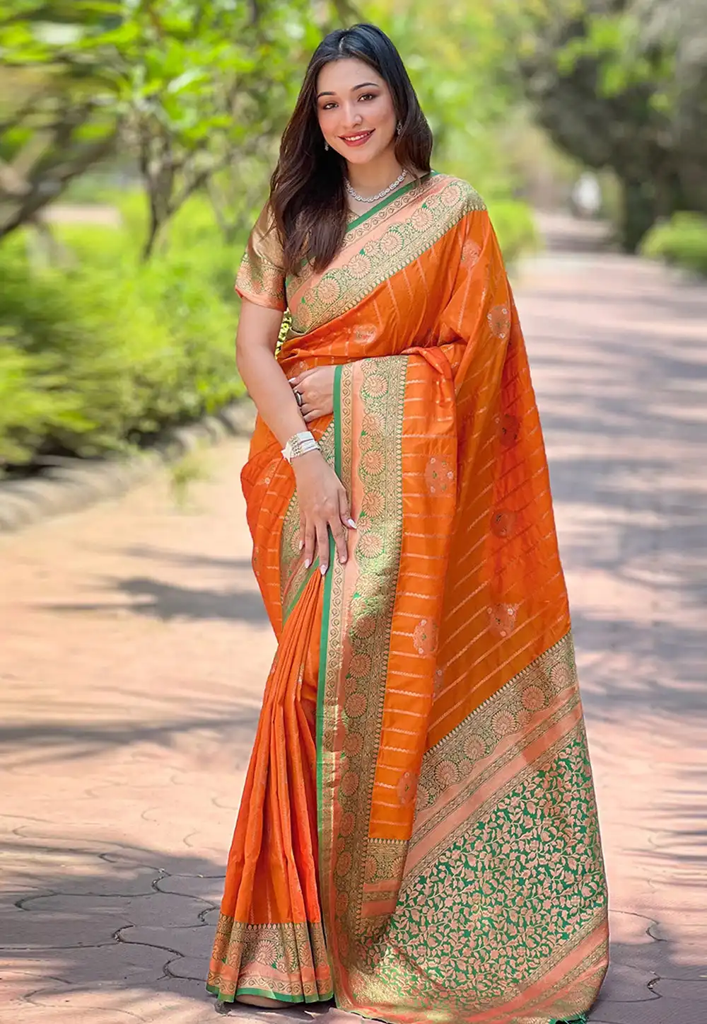 Orange Silk Saree With Blouse 294772