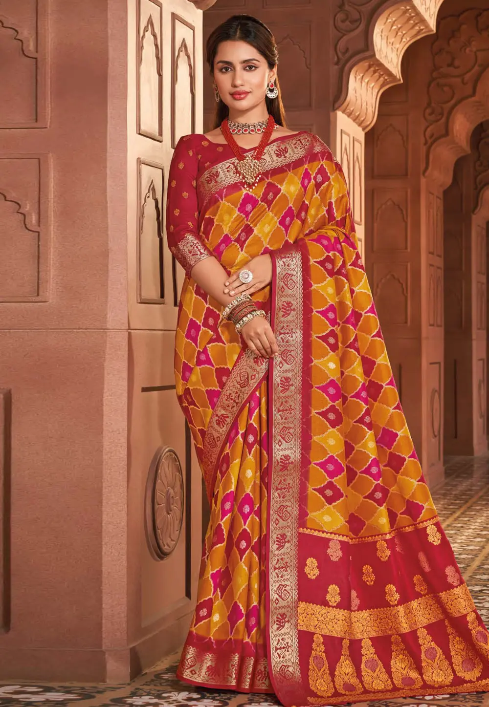 Orange Silk Saree With Blouse 301745