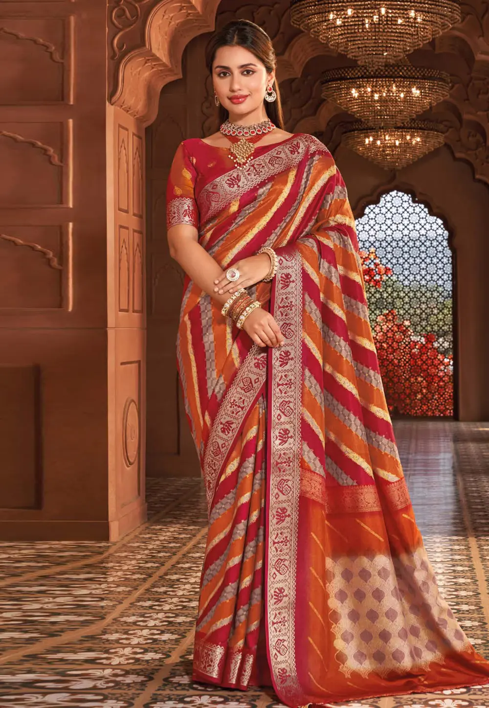 Orange Silk Saree With Blouse 301752