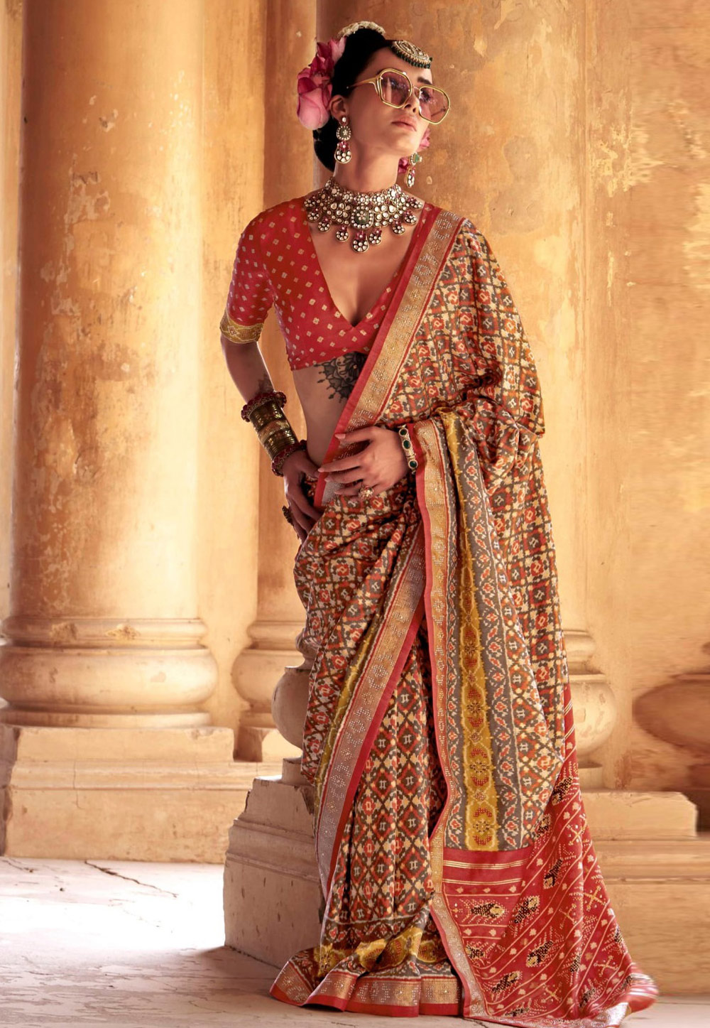 Orange Silk Saree With Blouse 309386