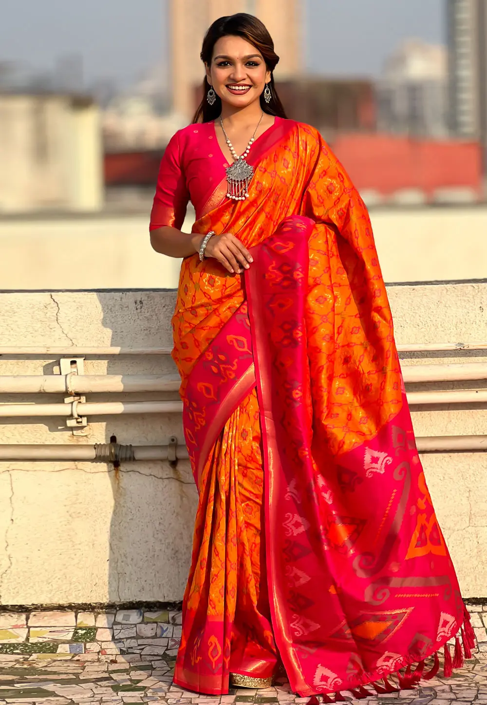 Orange Silk Saree With Blouse 303919