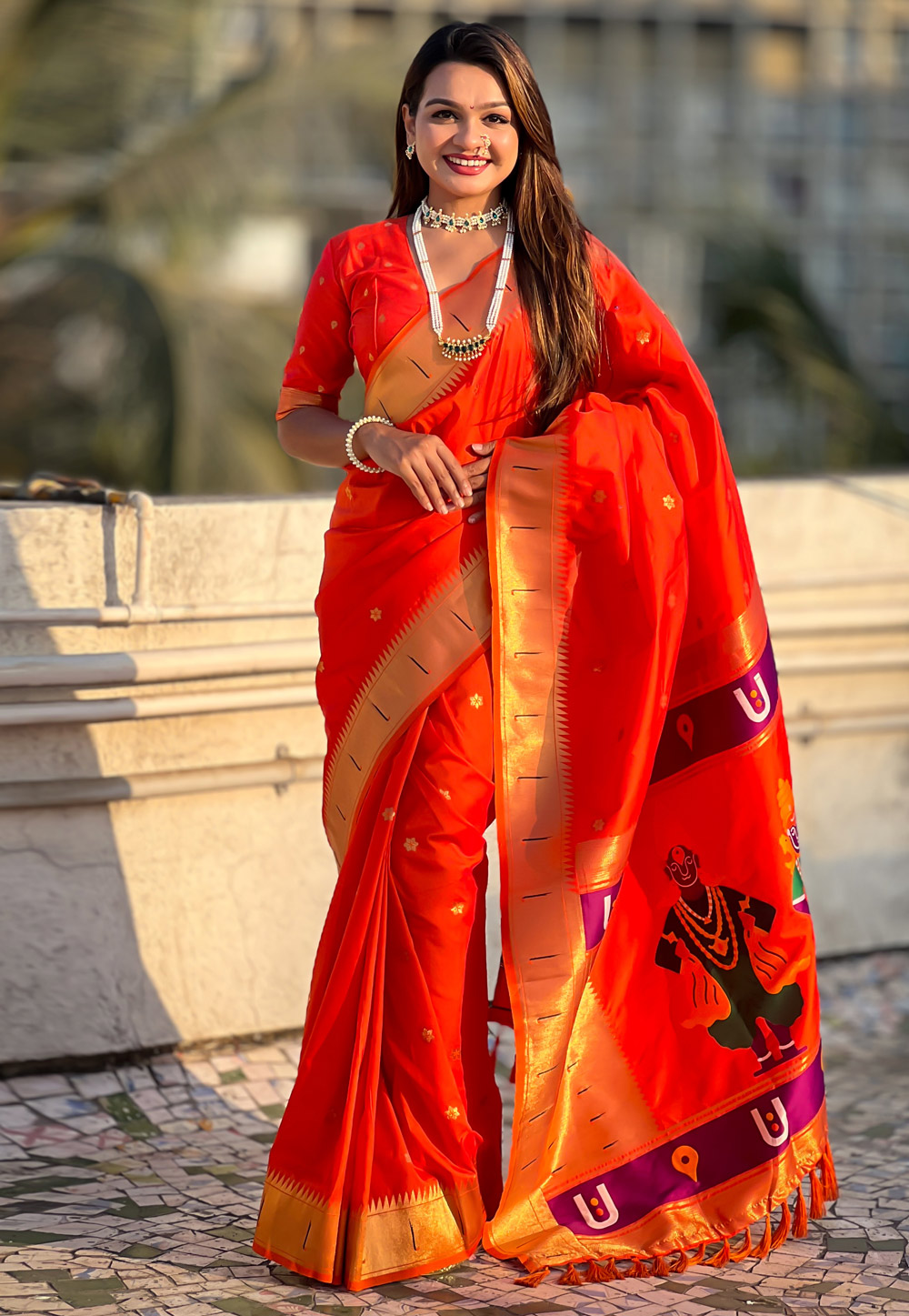 Orange Silk Saree With Blouse 305790