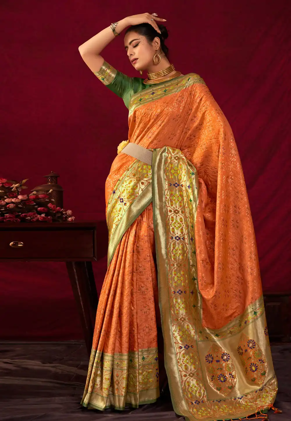 Orange Silk Saree With Blouse 290144